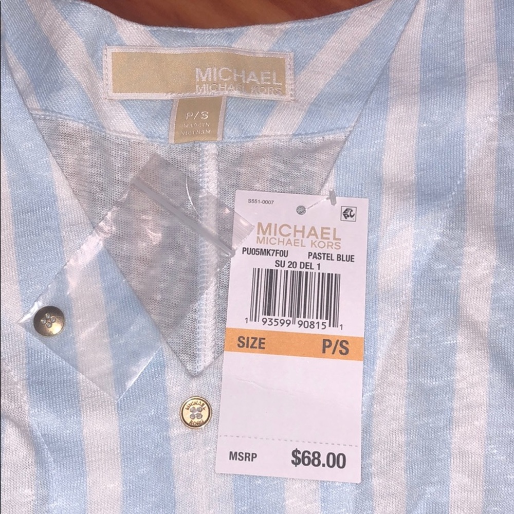 MICHAEL KORS New! Petite Striped Tie-Front Top - Picture 8 of 9